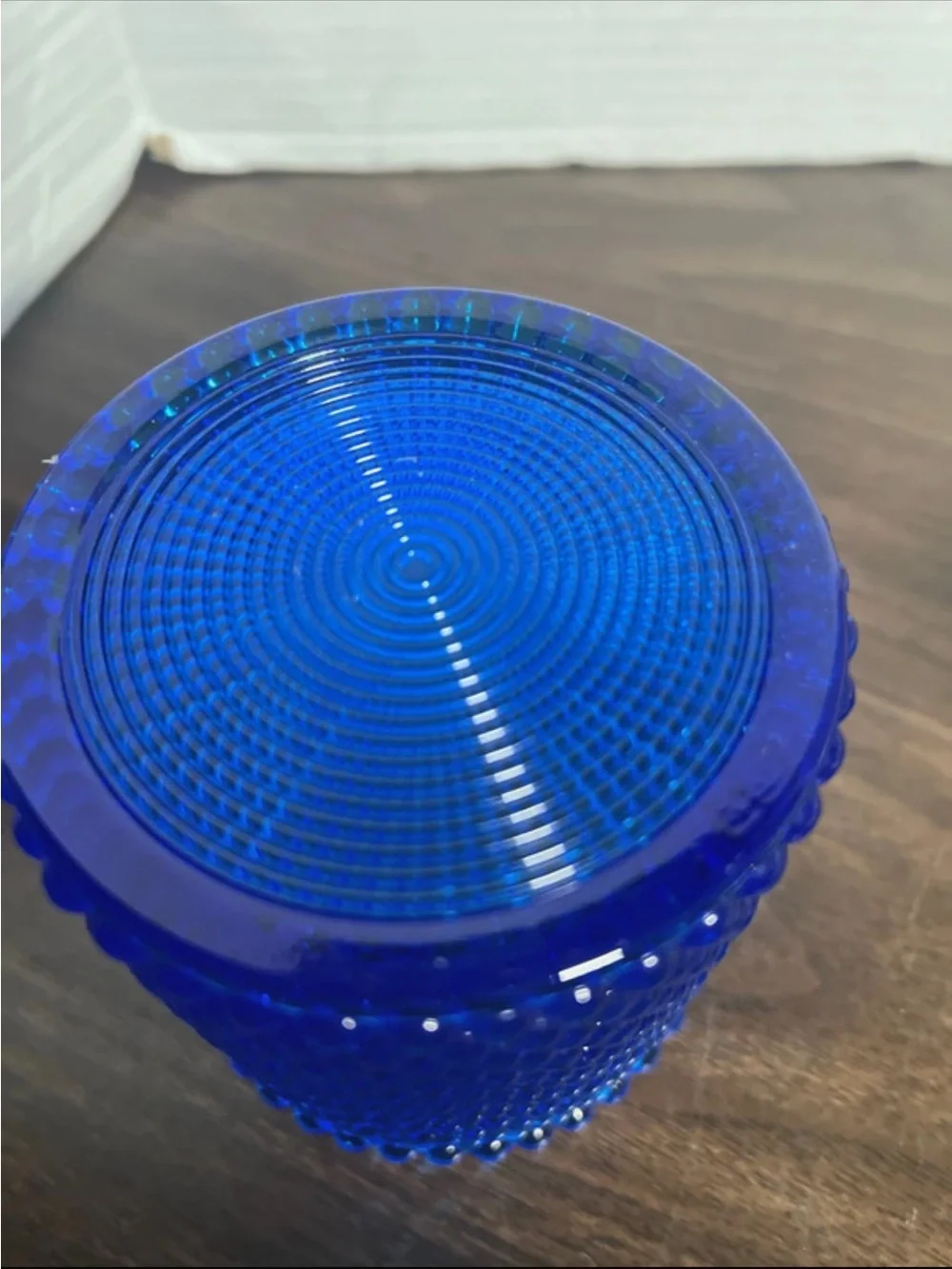 Vintage Large  Blue Glass Hobnail